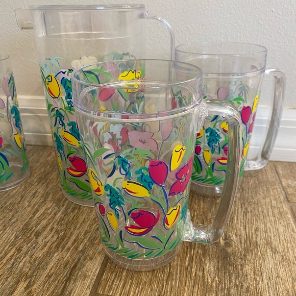 Vintage Acrylic 70s/80s Pitcher With Lid Cups Set - Picture 2 of 12